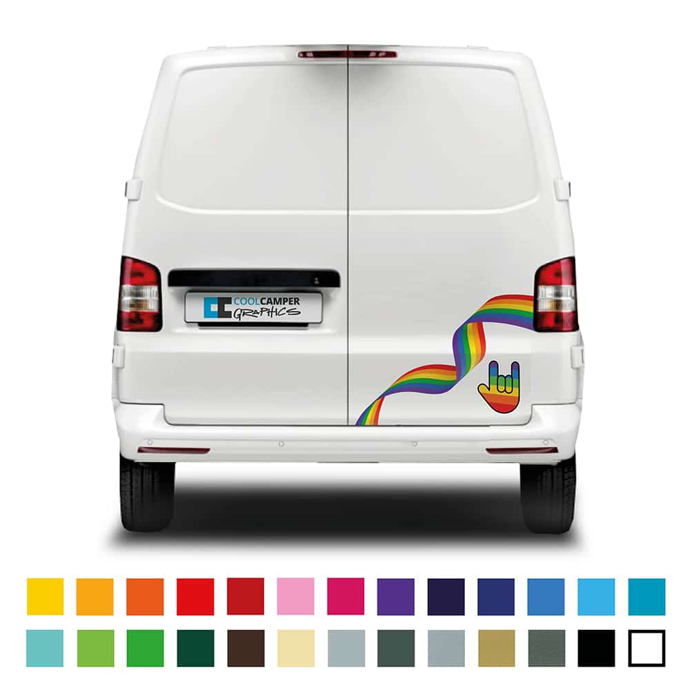 Transporter Camper Van Rear Pride Rainbow Graphic