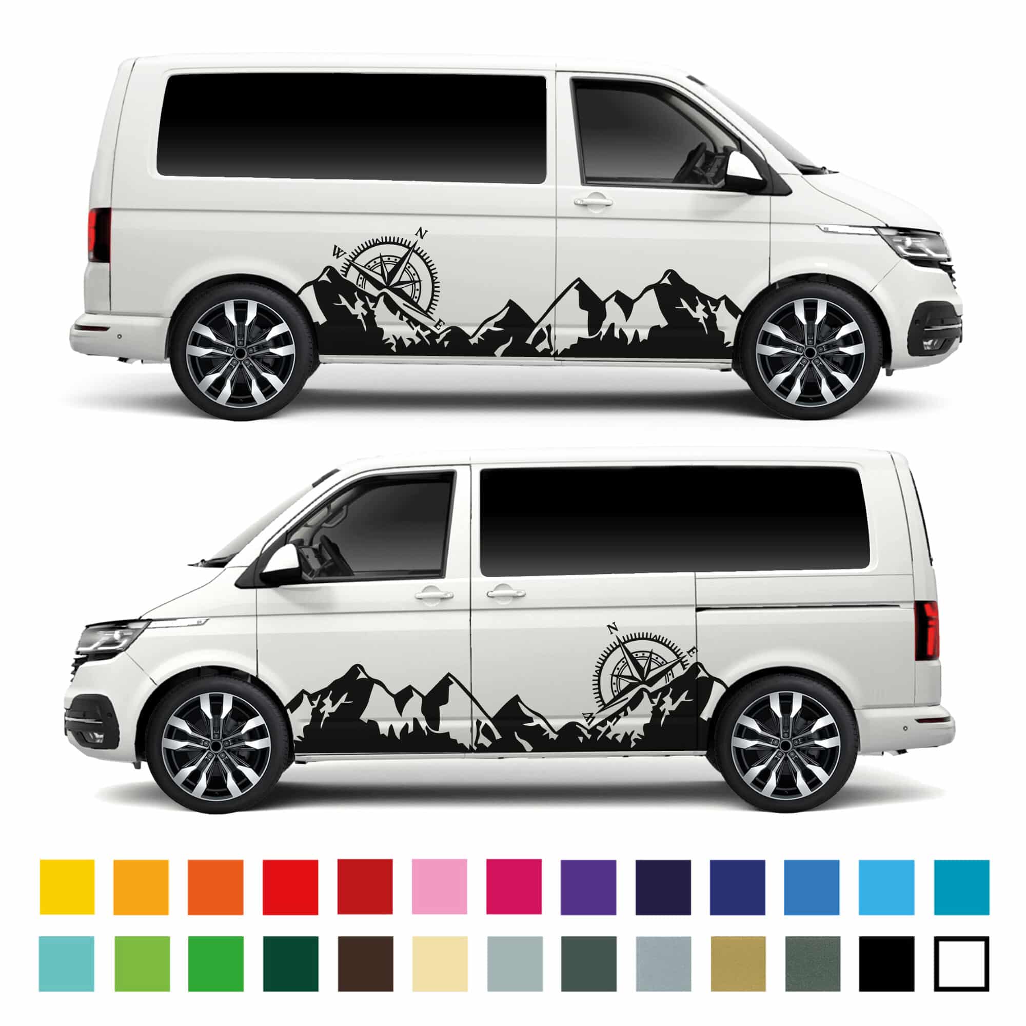 Transporter Camper Van Mountain Graphics Compass