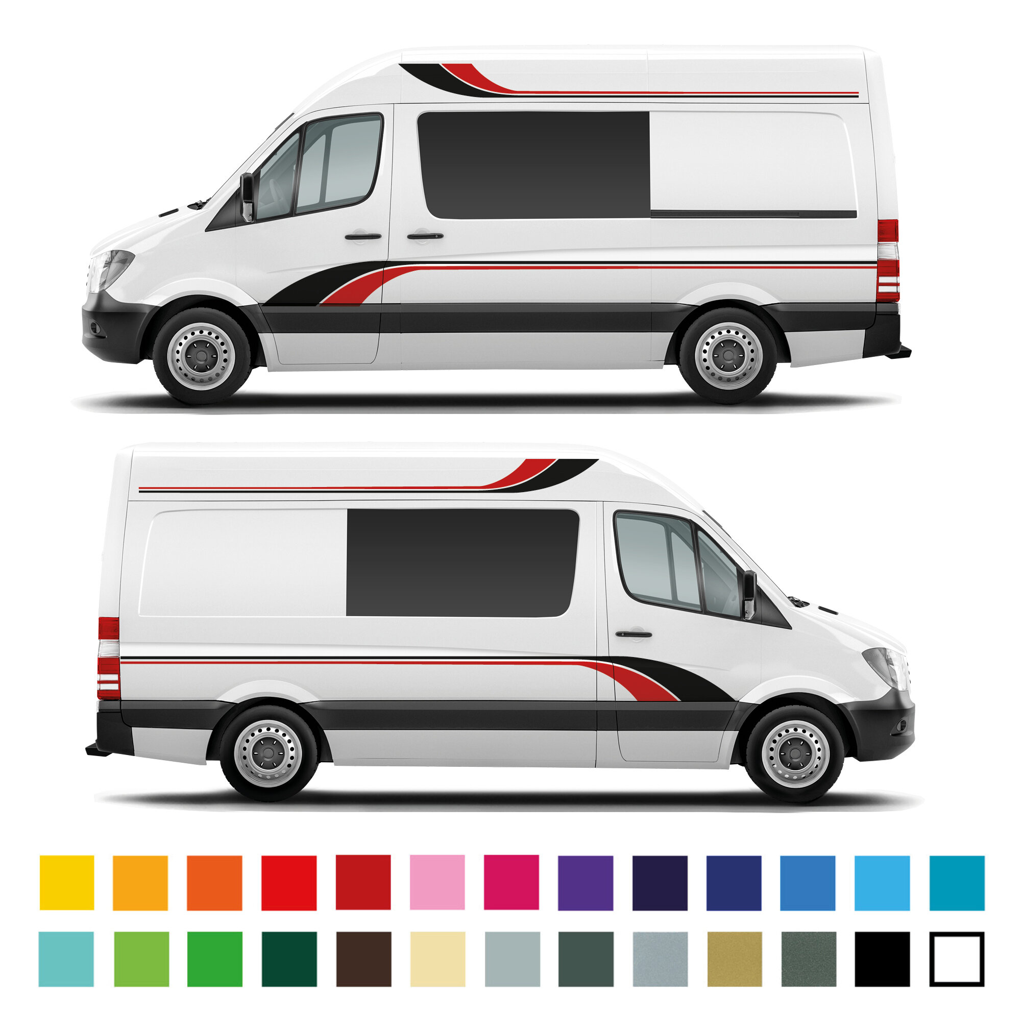 Mercedes Sprinter Van Work Van Camper Van Curved Side Stripe Graphics