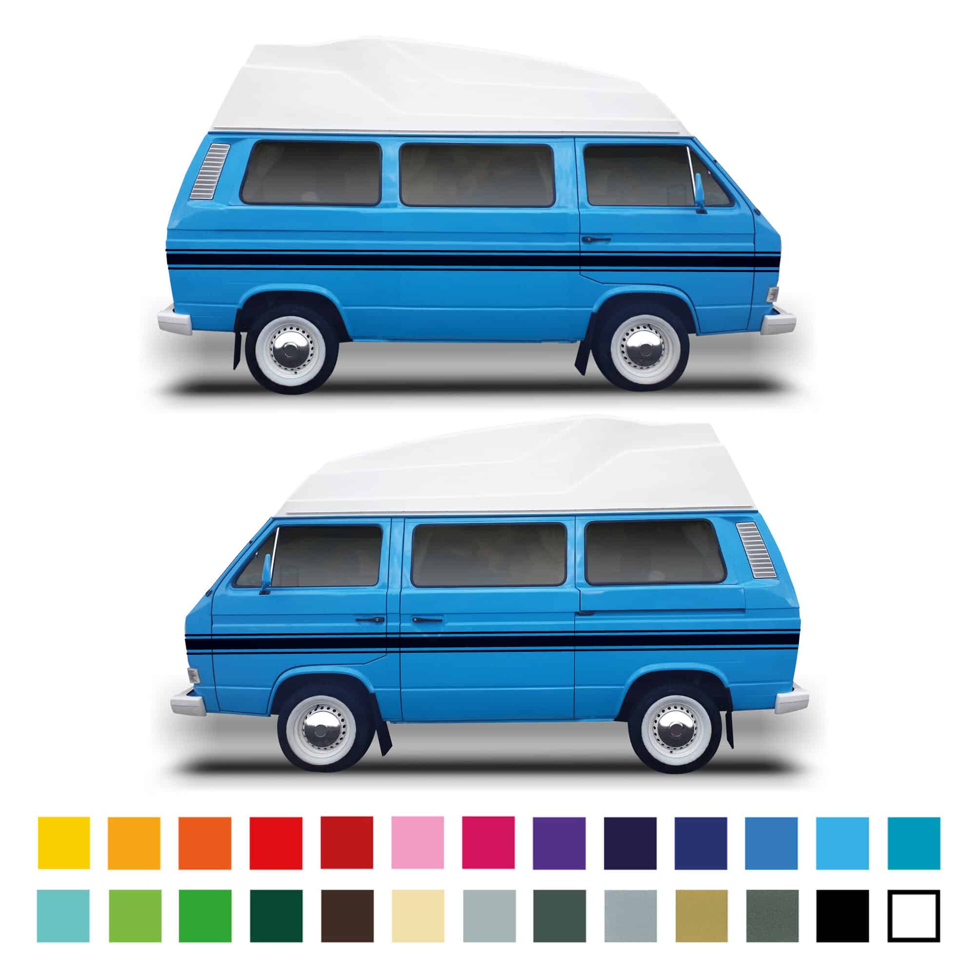 Vw Volkswagen Transporter T25 Camper Van Pinline X2 Side Stripes Graphics