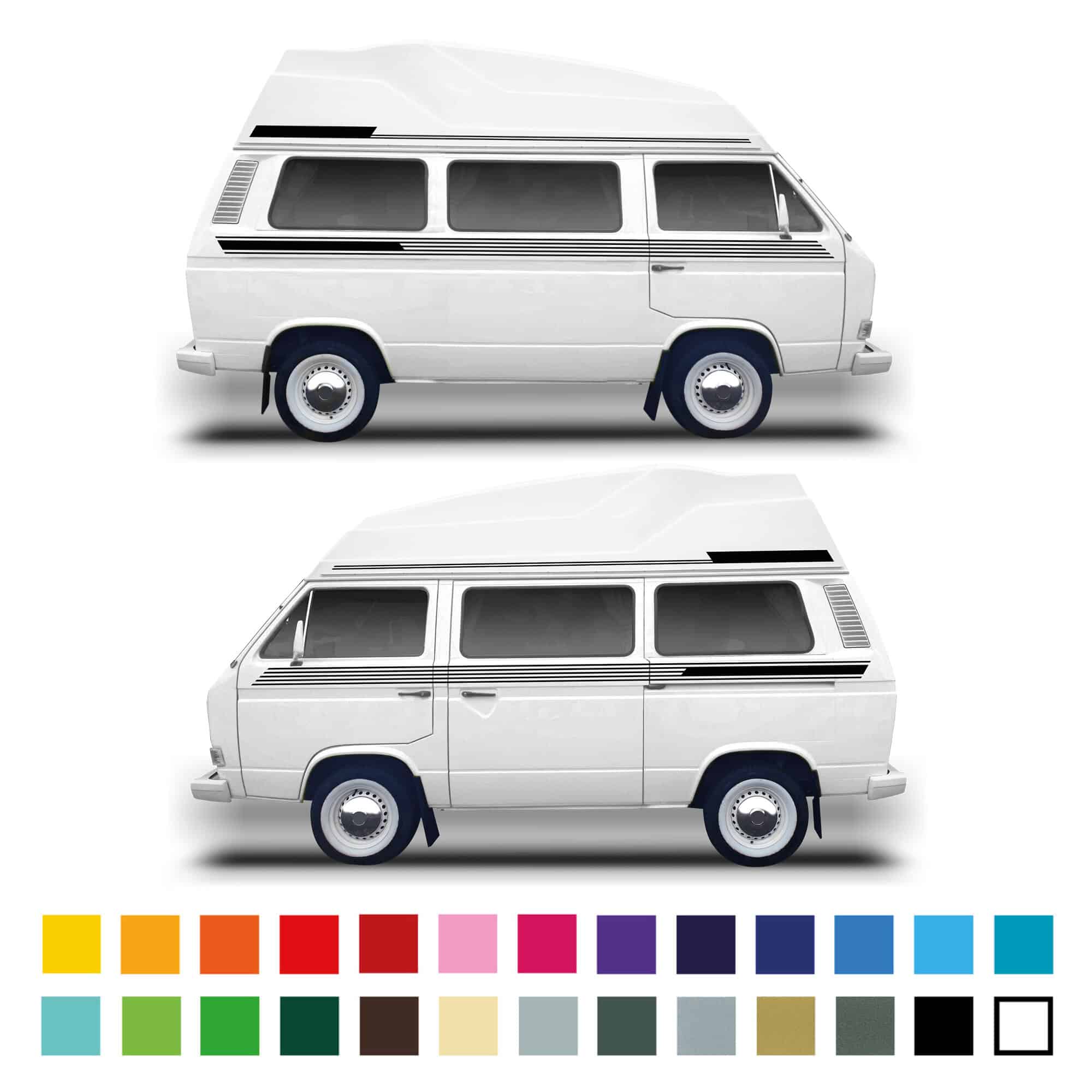 Vw Volkswagen Transporter T25 Camper Van Sliced Side Stripes Graphics Decals