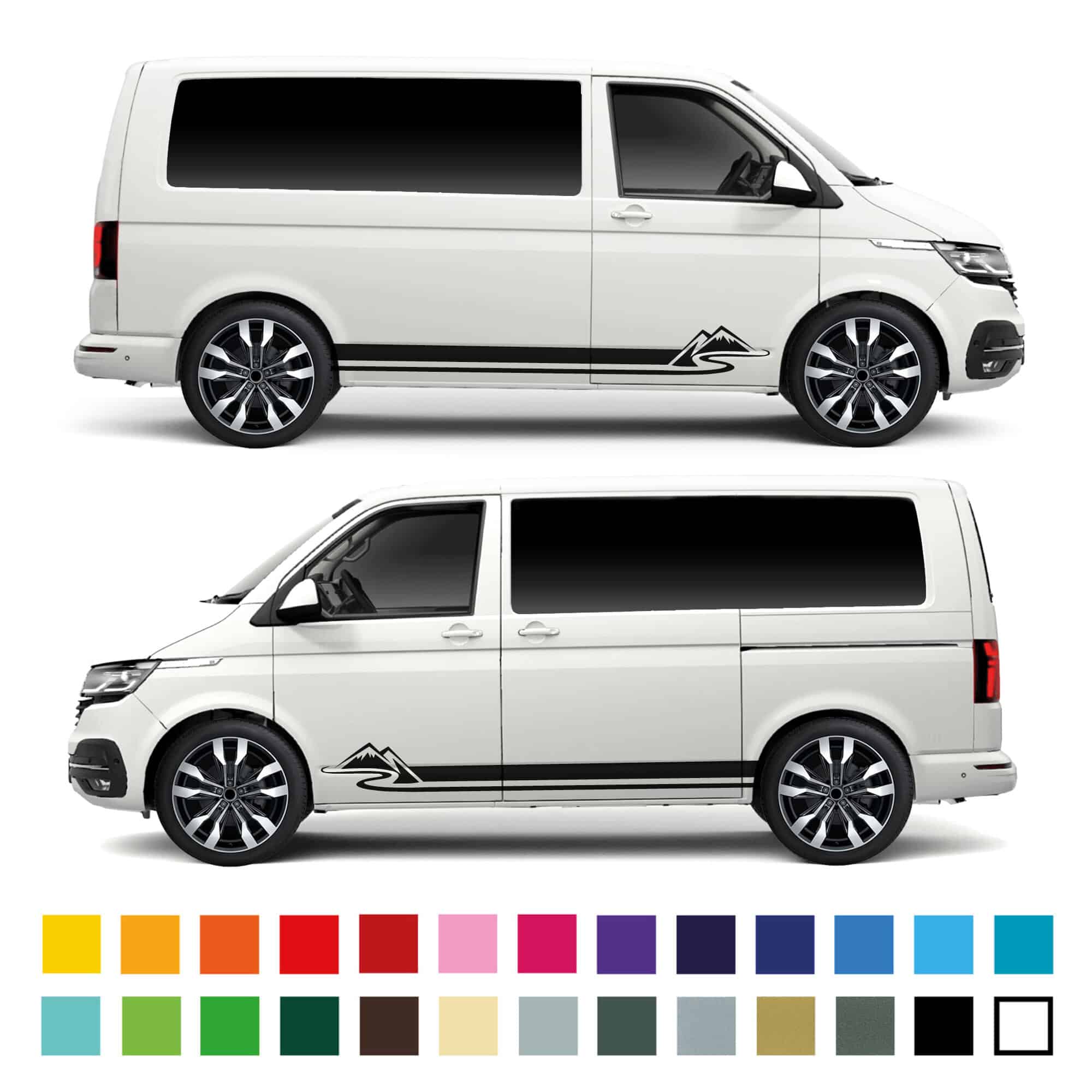 Vw Volkswagen Transporter Camper Van Mountain Roads Side Stripe Graphic Decals