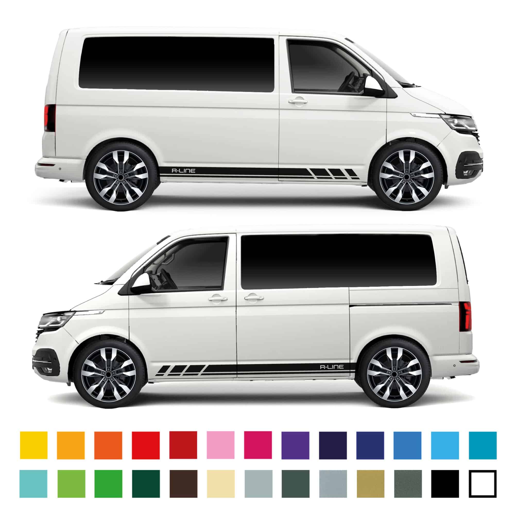 Vw Volkswagen Transporter Camper Van R-Line Racing Side Stripes Graphics Decals