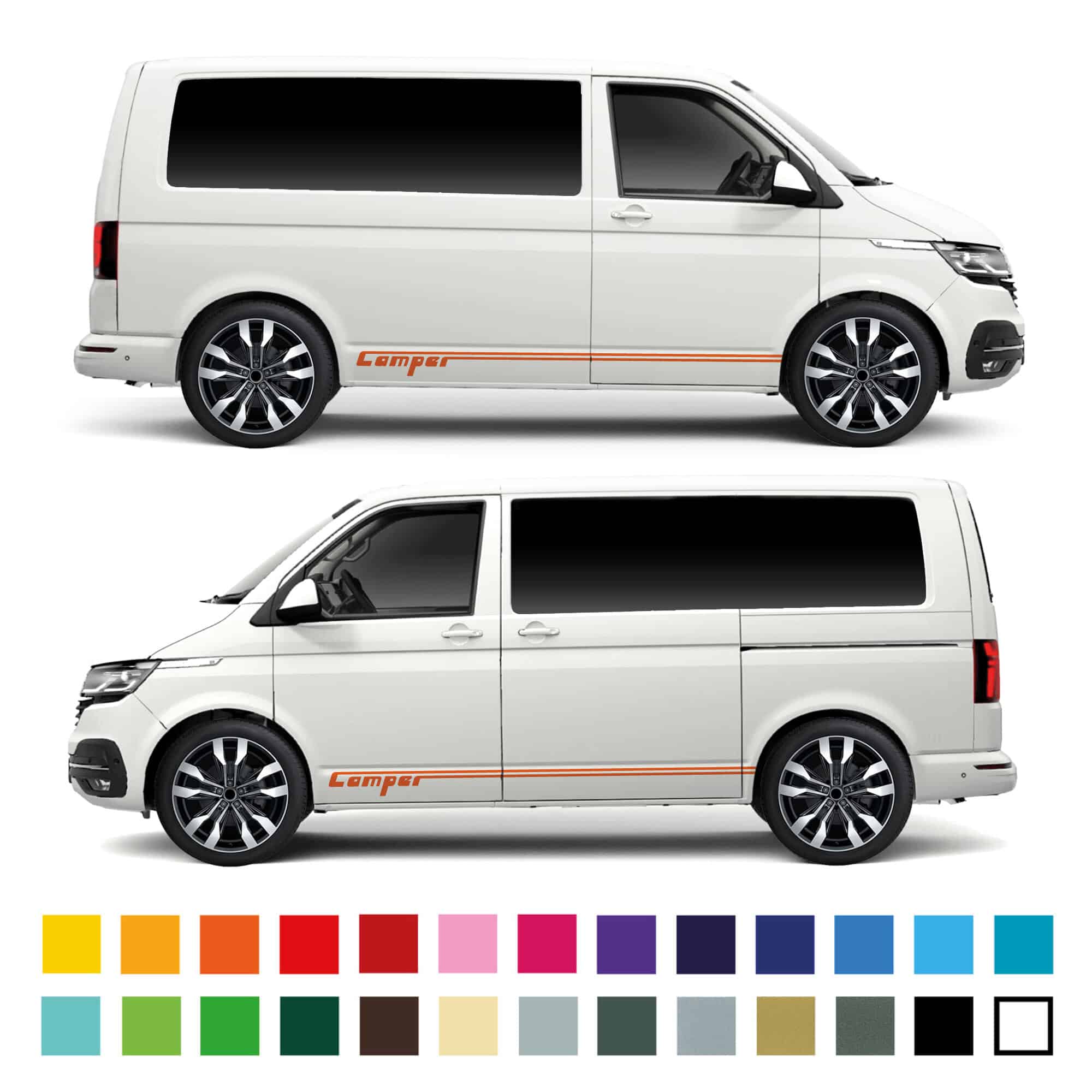 Vw Volkswagen Transporter Camper Van Retro Side Stripes Graphics Decals