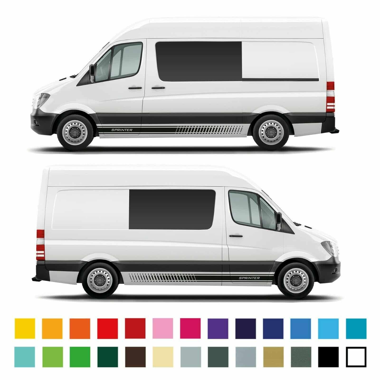 Mercedes Sprinter Van Camper Van Side Front Door Stripe Graphics Decals