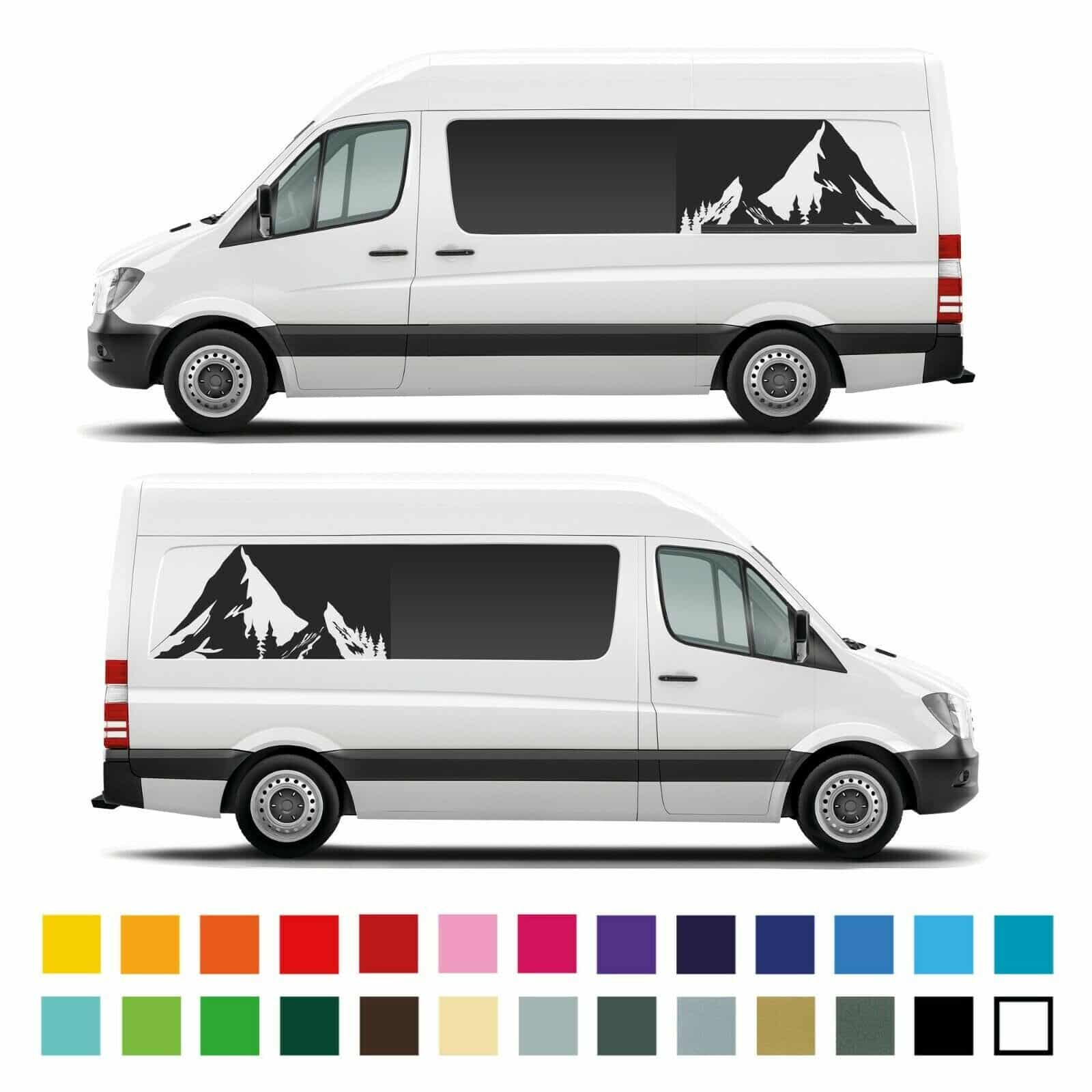 Mercedes Sprinter Van Camper Van Side Panels Mountain Stripe Graphics Decals