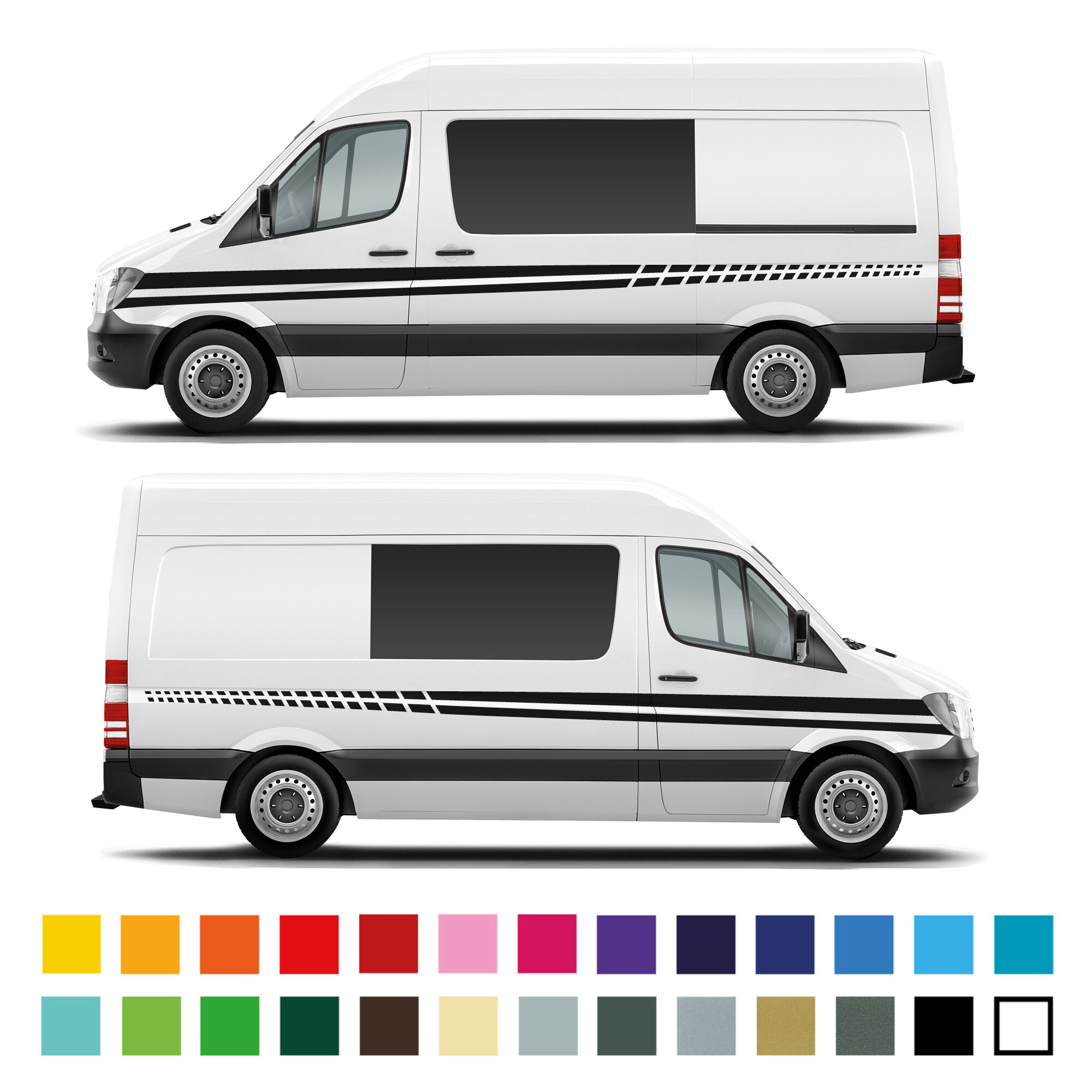 Mercedes Sprinter Van Work Van Camper Van Staggered Side Stripe Graphics