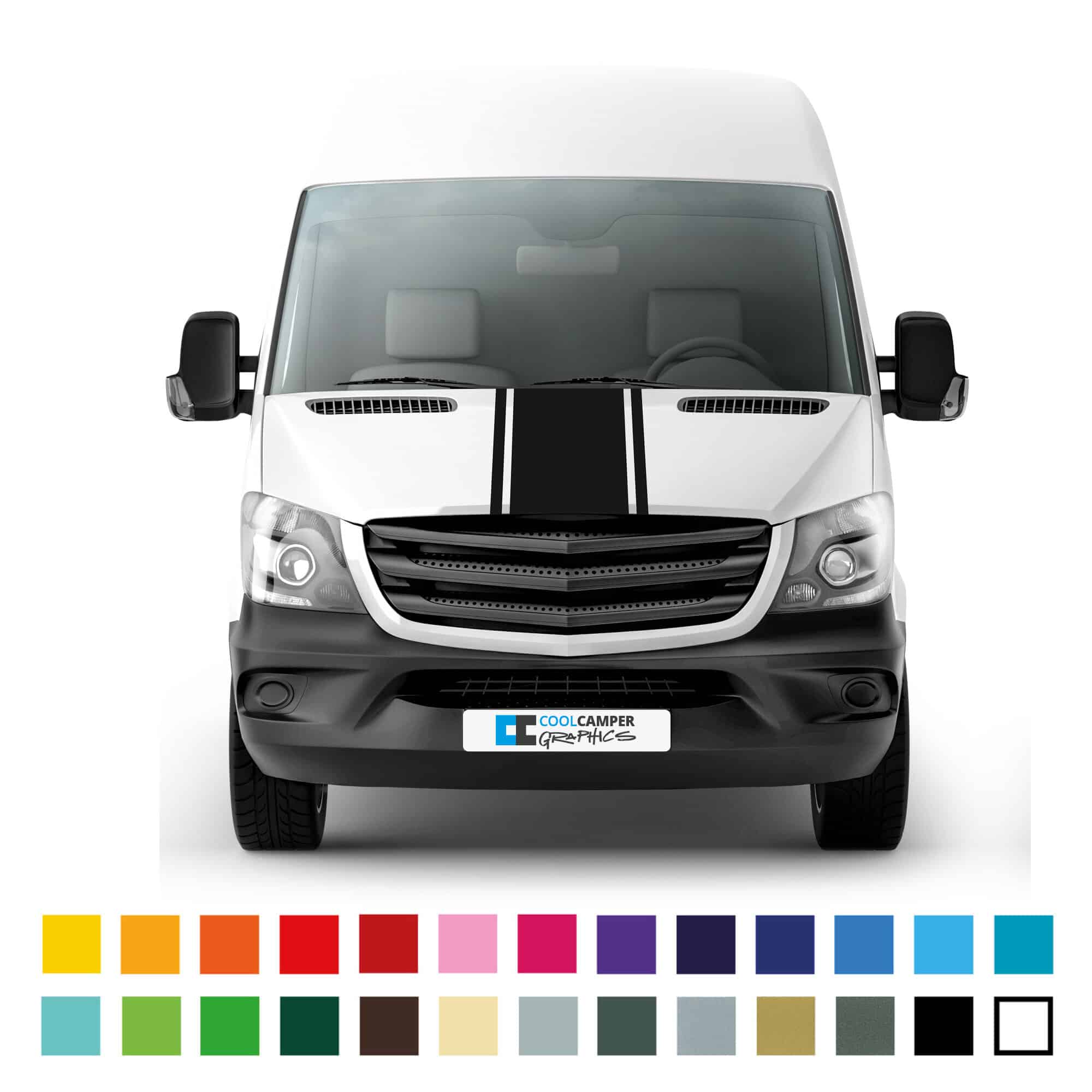 Mercedes Sprinter Van Camper Van Front Bonnet Stripe Graphics Decals