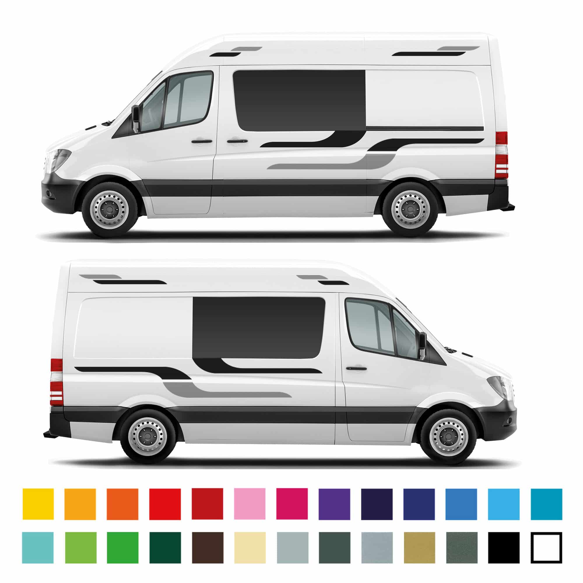 Mercedes Sprinter Camper Van Side Curved Stripe Graphics Decals