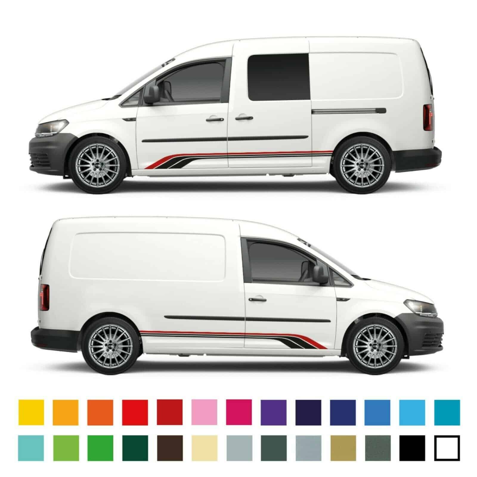 Vw Volkswagen Caddy Maxi Campervan Side Triple Stripe Graphics Decals