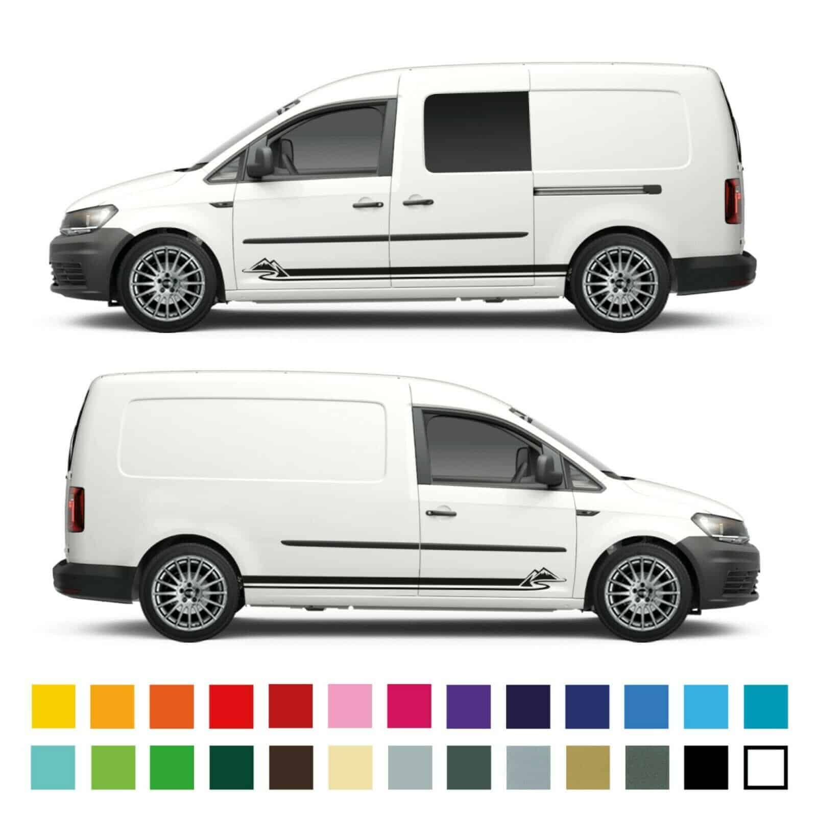 Vw Volkswagen Caddy Maxi Campervan Side Mountain Road Stripe Graphics Decals